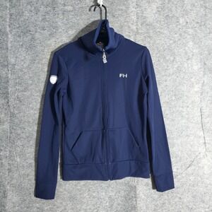 For Horses Track Jacket Womens Medium Navy Blue Full Zip Mock Neck Made Italy